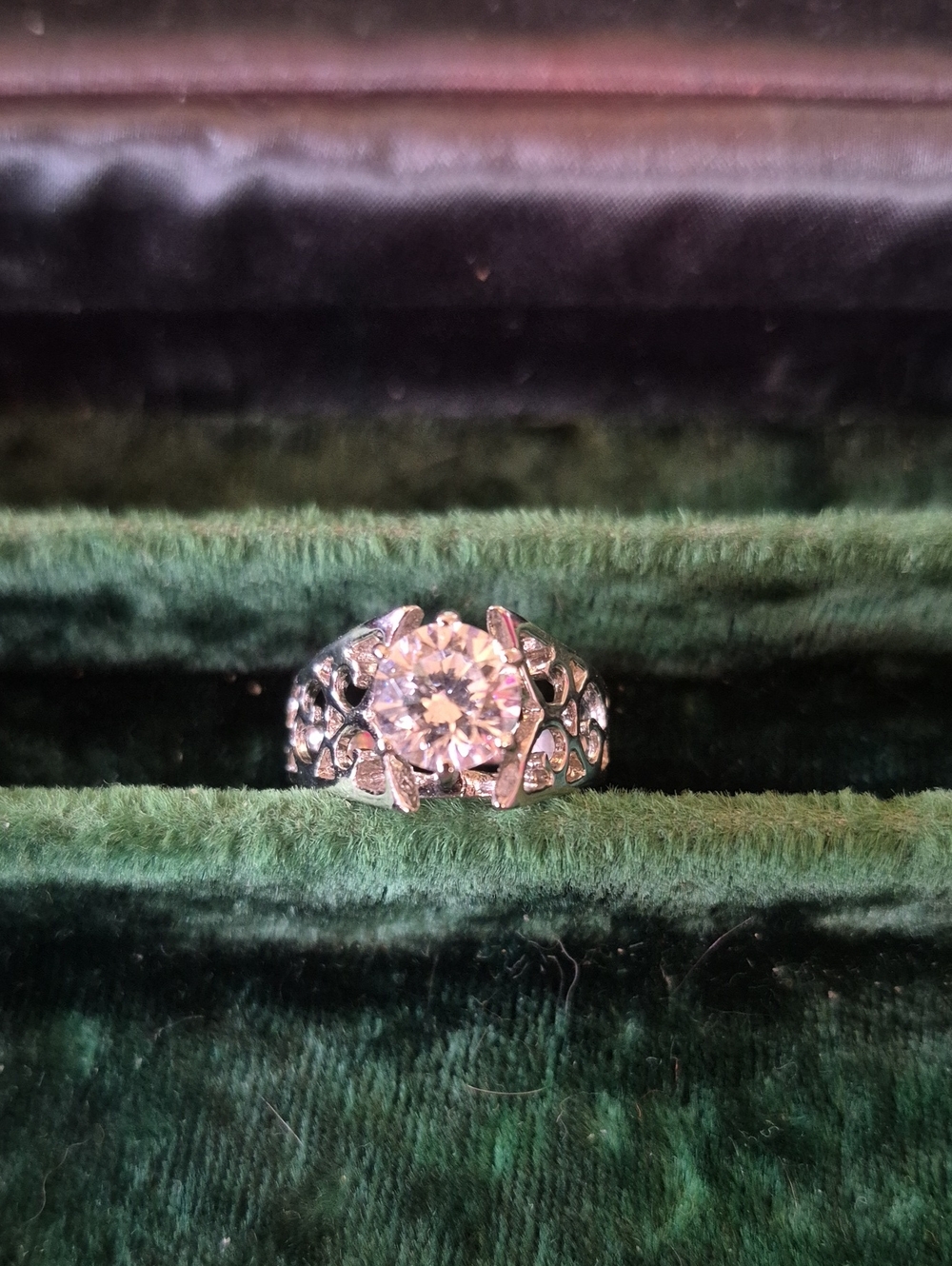 Premier Designs Silver-Tone Floral CZ Ring with Clear Stone